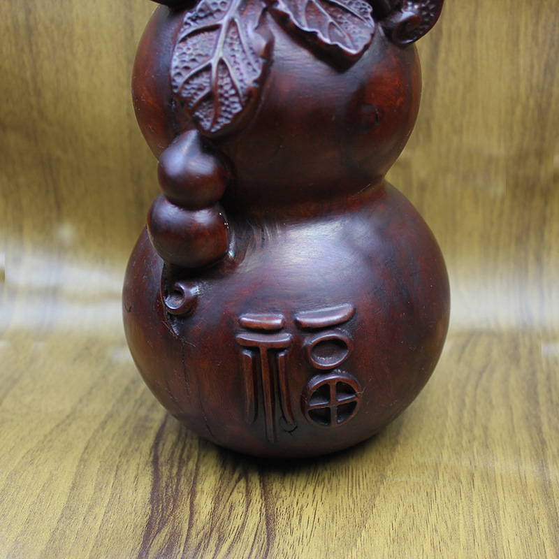 雷击枣木福字葫芦摆件玄关客厅装饰福禄实木葫芦 