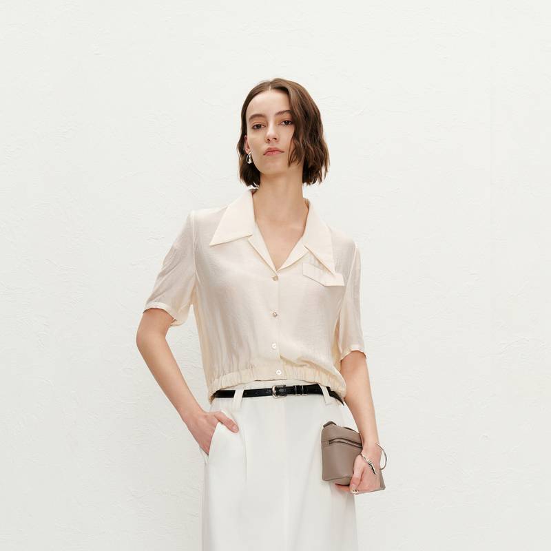 【商场同款】HPLY荷比俪24夏季新款女口袋金属扣衬衫HME25630420