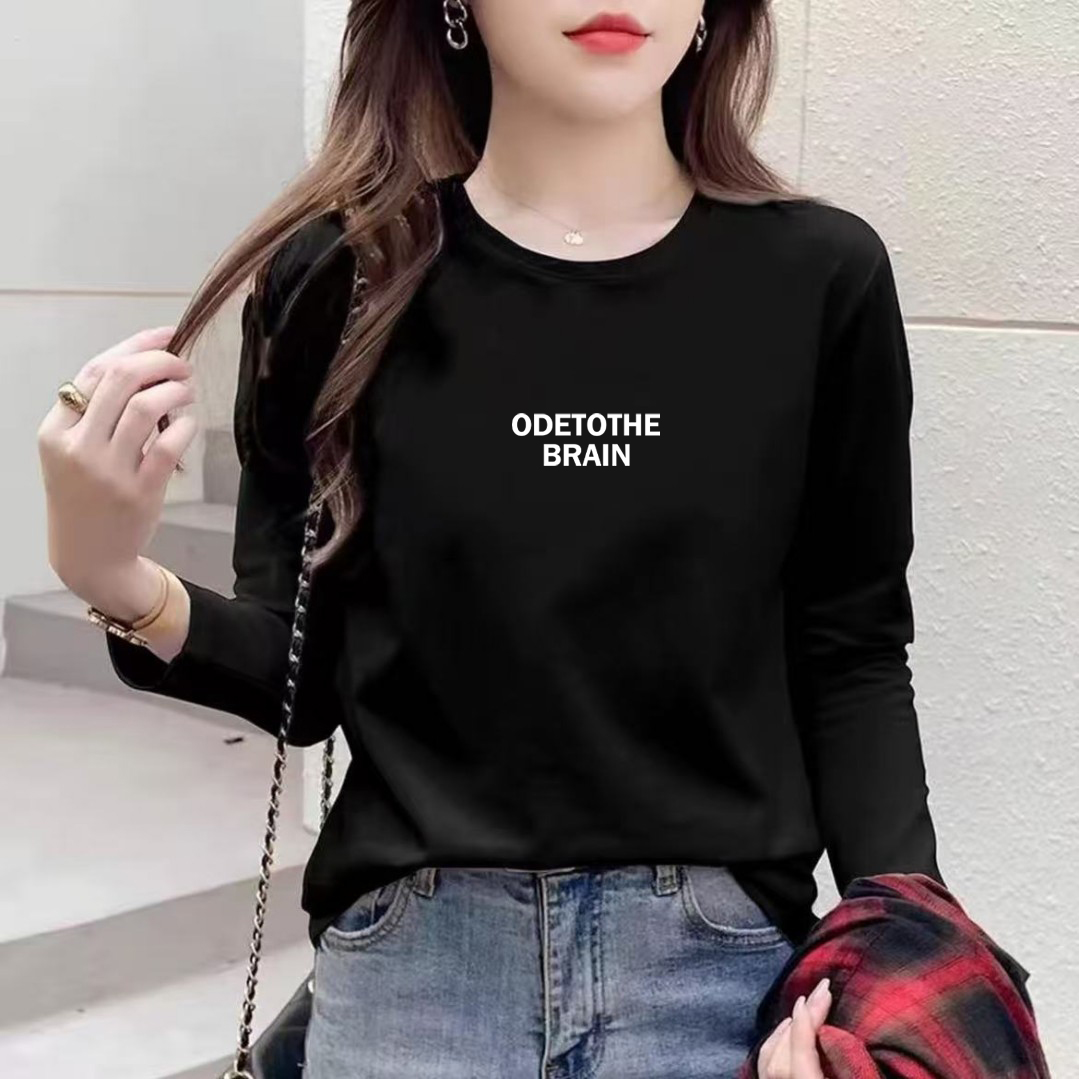 长袖t恤男女同款时髦洋气纯棉T恤上衣春秋季打底衫休闲时尚