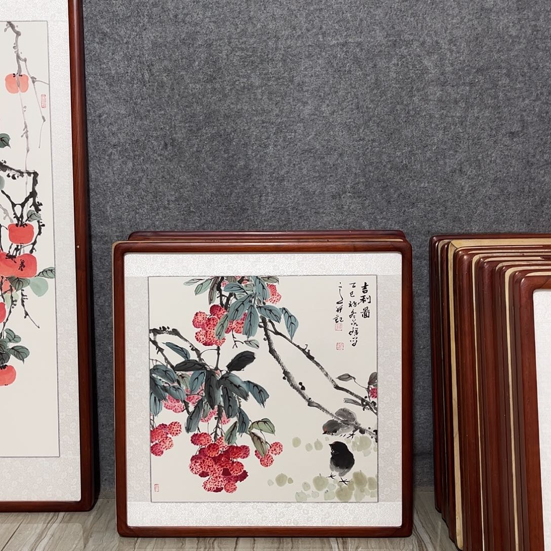 国画书画作品带框63×63