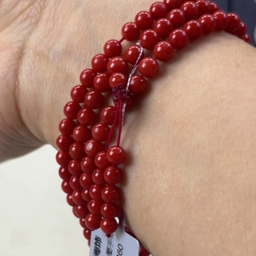 天然宝石红珊瑚手串4m