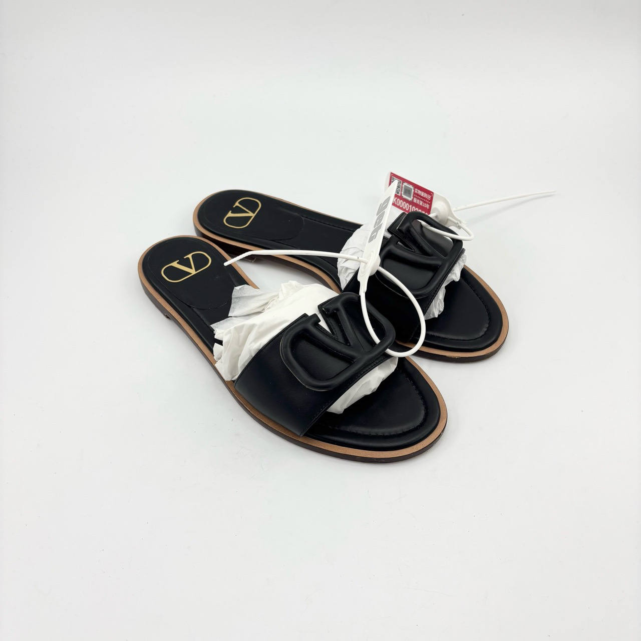 95新 Valentino/华伦天奴 华伦天奴/36码/黑色v标拖鞋/pp426460