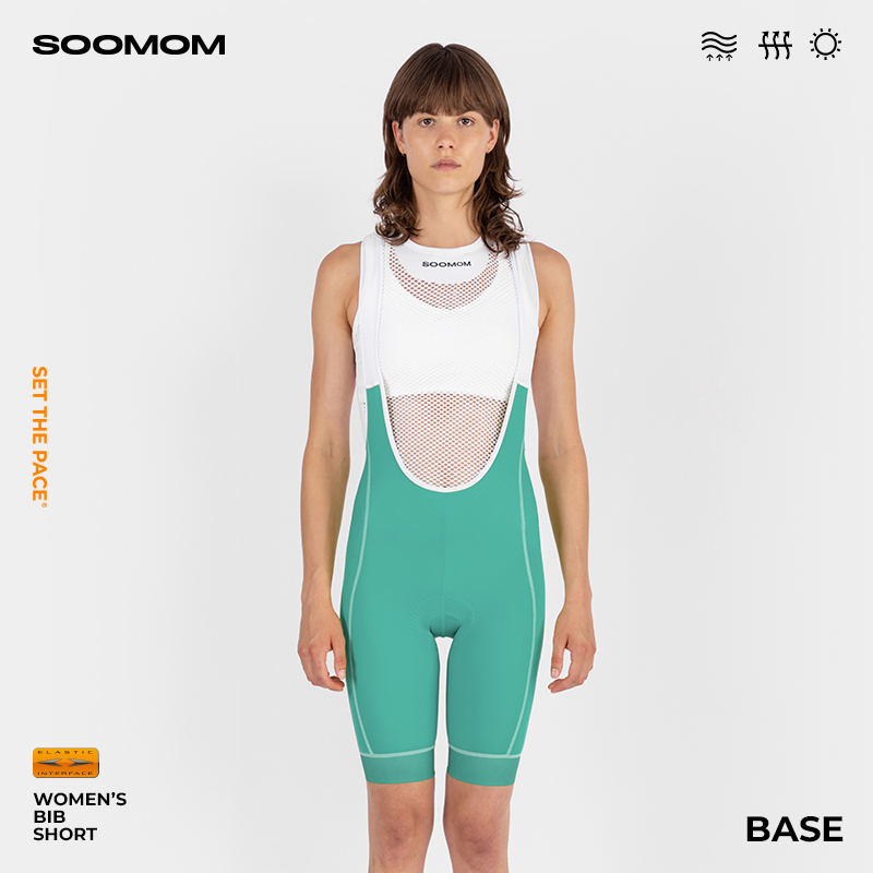 SOOMOM|BASE女士背带骑行短裤双箭头撞色线外穿速盟骑行服