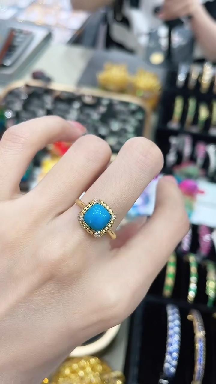 18K金镶嵌绿松石戒指