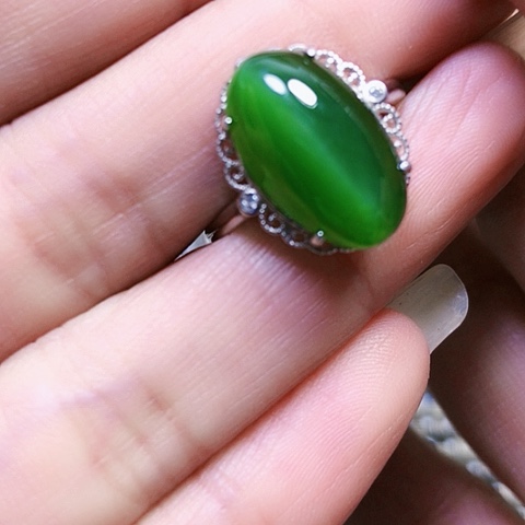 和田玉银S925镶嵌戒指