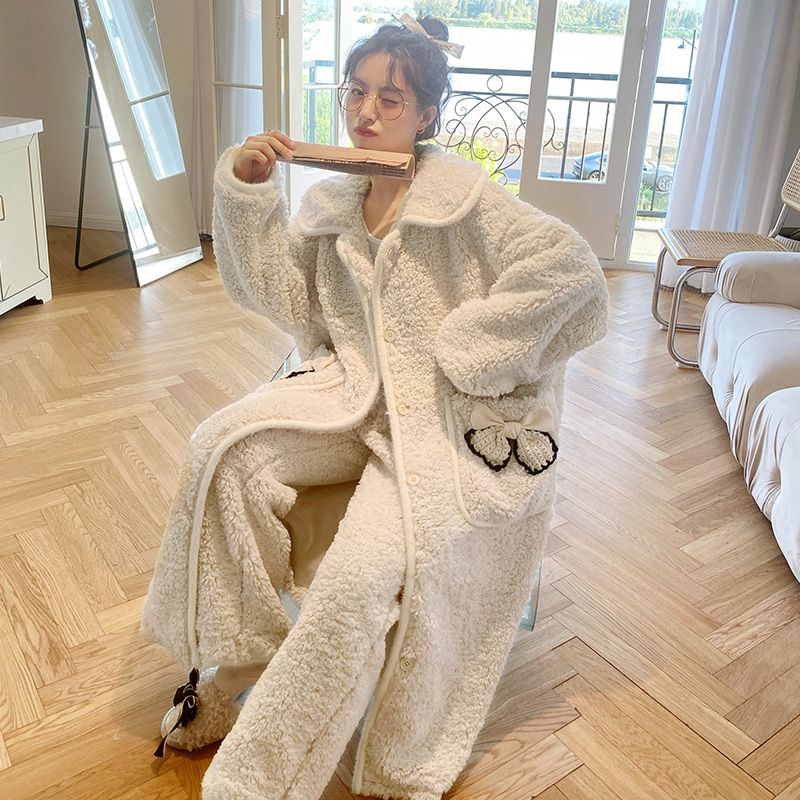 加绒加厚款大码家居服套装冬季睡衣女款爆款2025睡袍女冬加厚加绒