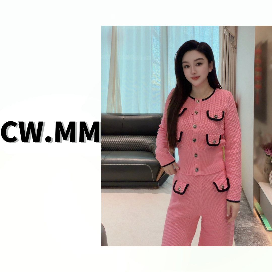 --CW.MM【暖暖甜心】胭脂粉- 轻奢显瘦气质洋气时尚修身羊毛套装