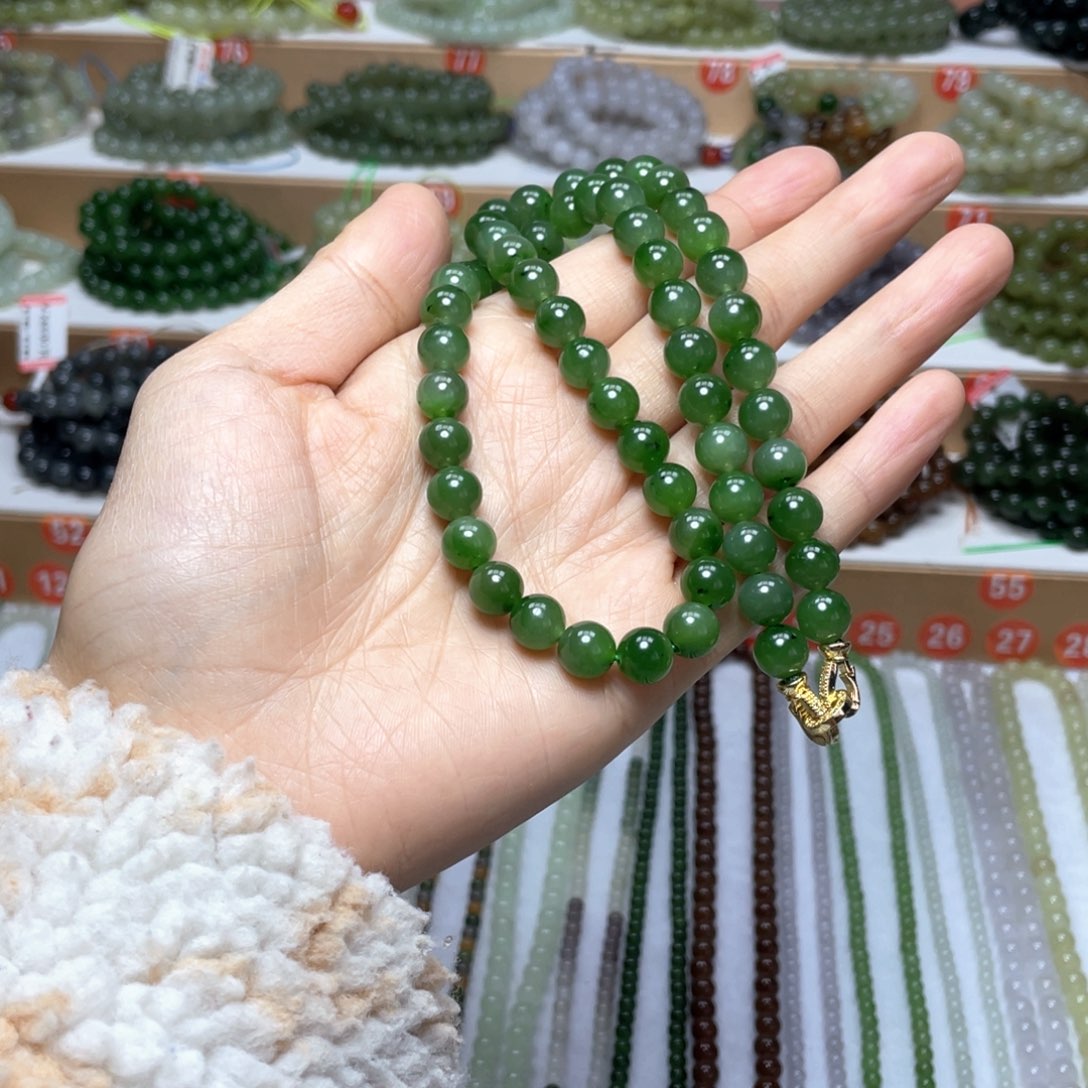 和田玉未镶嵌颈饰8mm