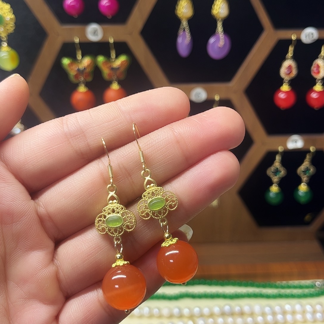 锆石纯铜合金耳饰