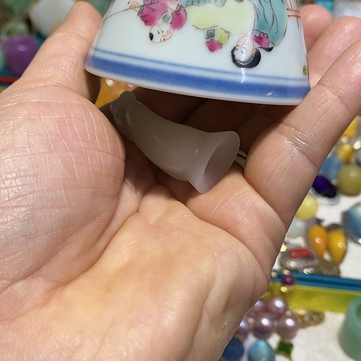 叶**石青花手绘小主人杯子