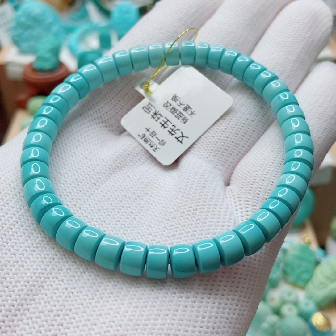 绿松石未镶嵌直切手串6.5m