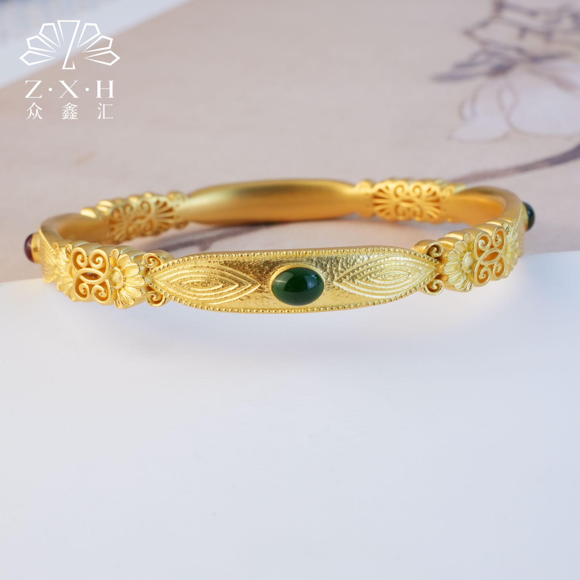 {众鑫汇}足金999  珐琅福满传家古法手镯