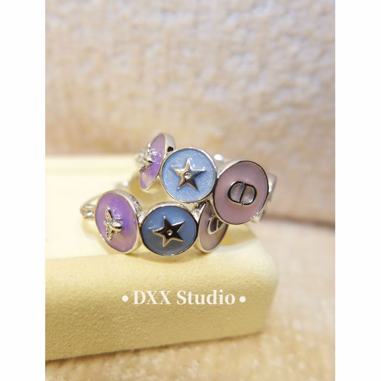 铜合金锆石耳饰 小众设计蓝紫色系百搭耳饰47098