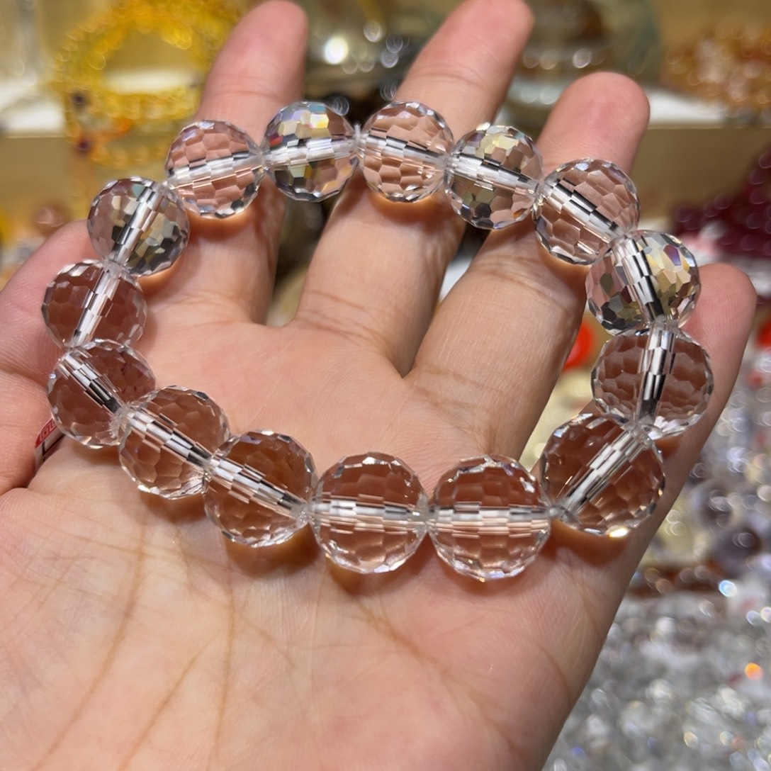 非金属圆刻面白14手串