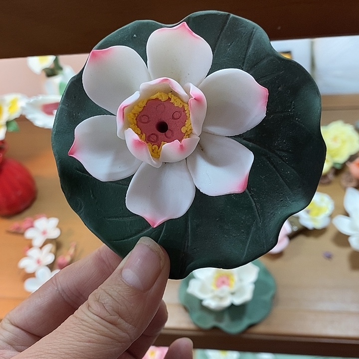 瓷片纯手工陶瓷花摆件1