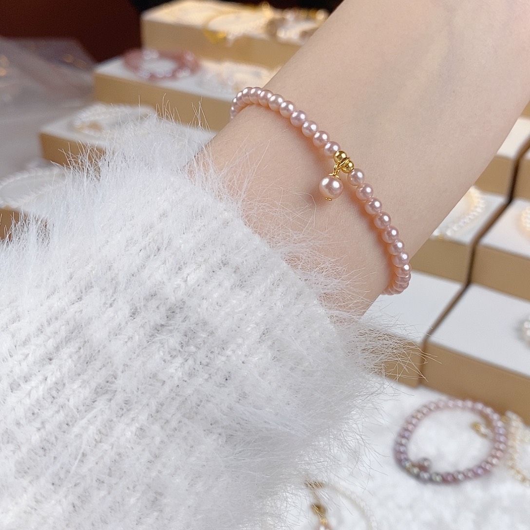 18K金镶嵌手链淡水珍珠