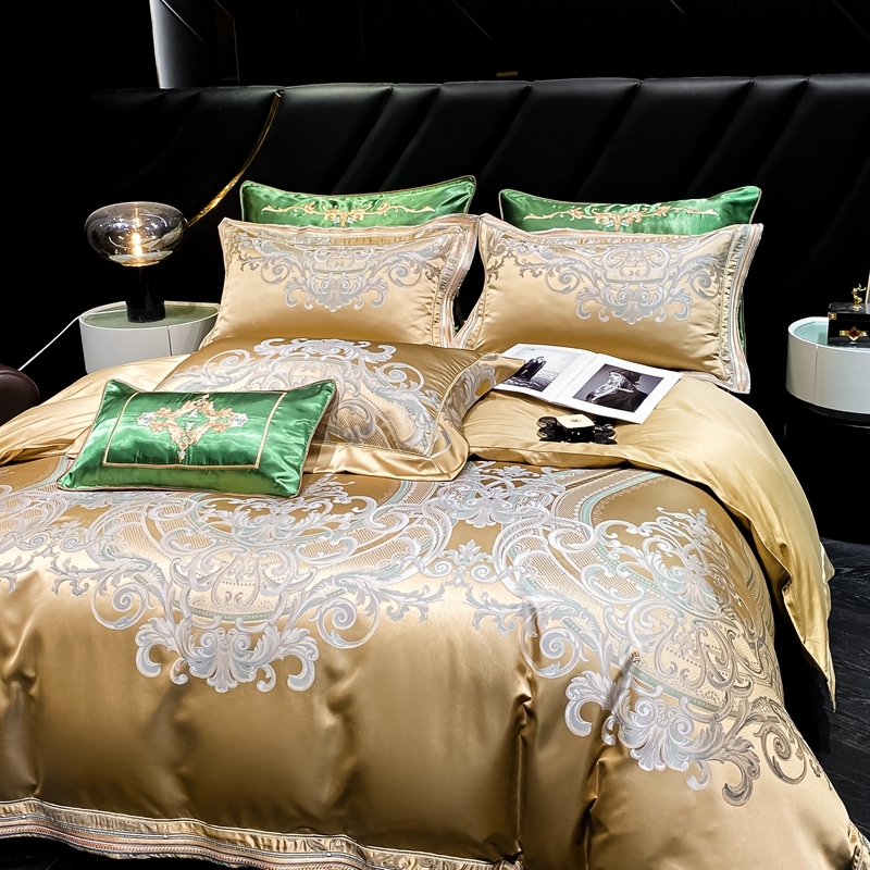 boyue博越/富婆尊享高支高密长绒棉轻奢高档色织提花贵族风四件套