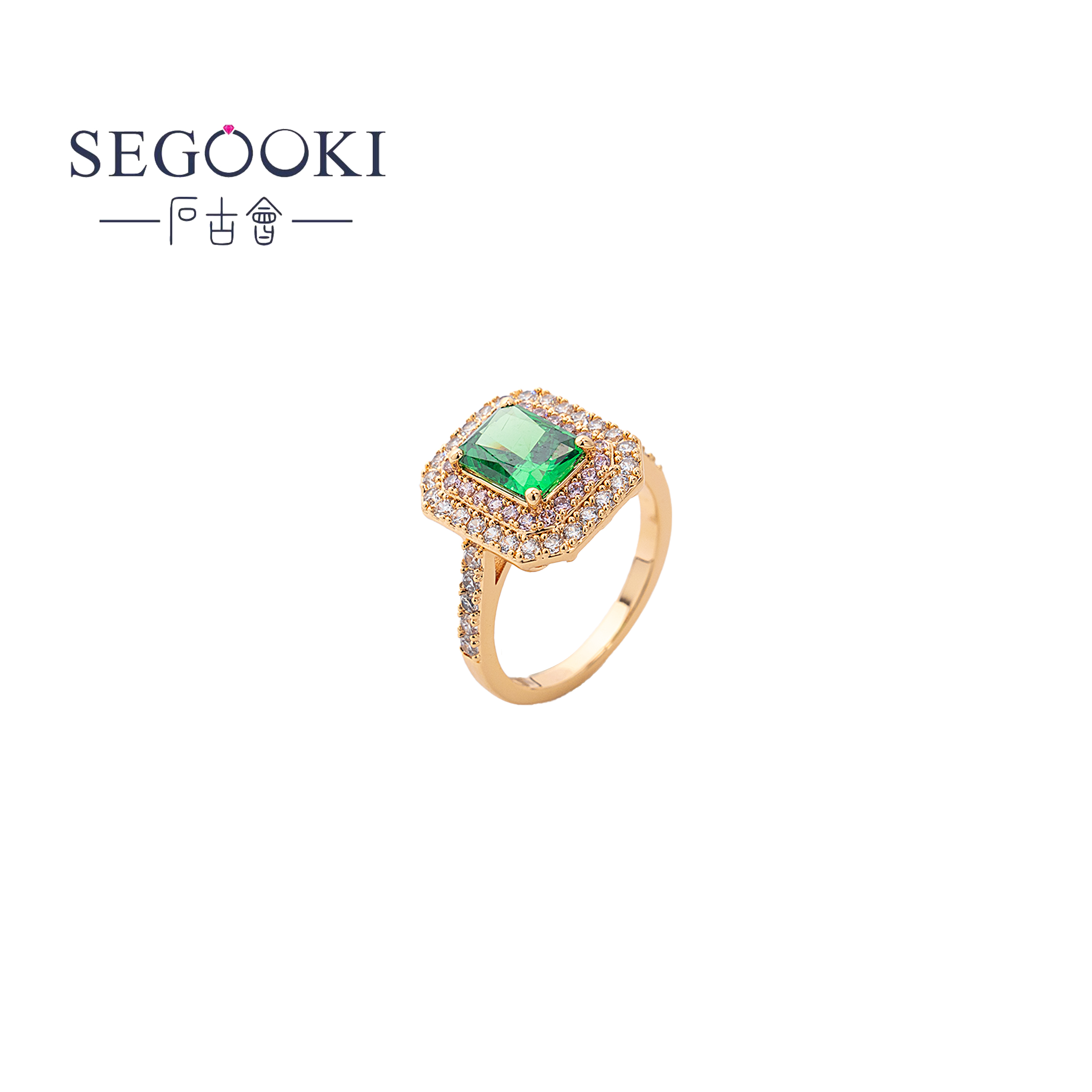 SEGOOKI【INS】镀18K 盛景之夏密镶戒指-S055