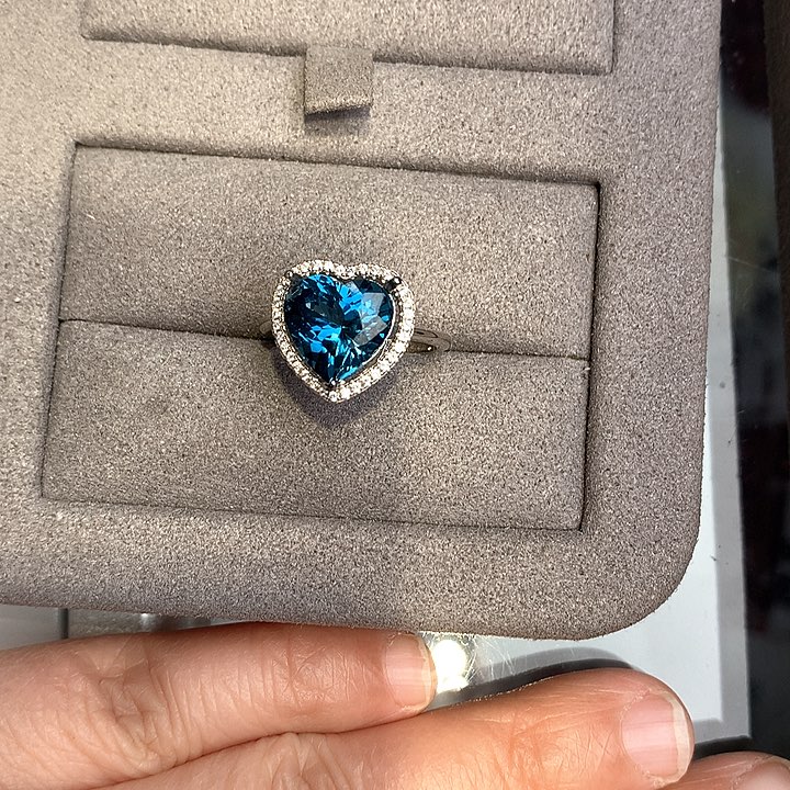 托帕石戒指银S925镶嵌天然