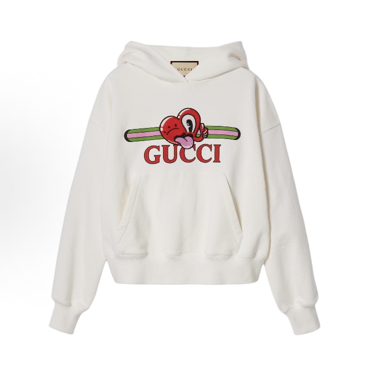未使用 GUCCI/古驰 古驰字母爱心图案印花连帽长袖卫衣女装上衣