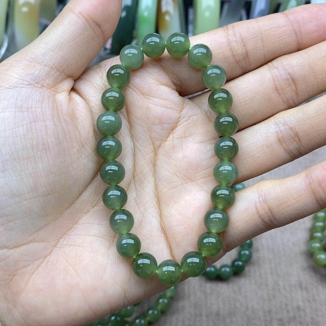 和田玉手串未镶嵌爱*森卡8