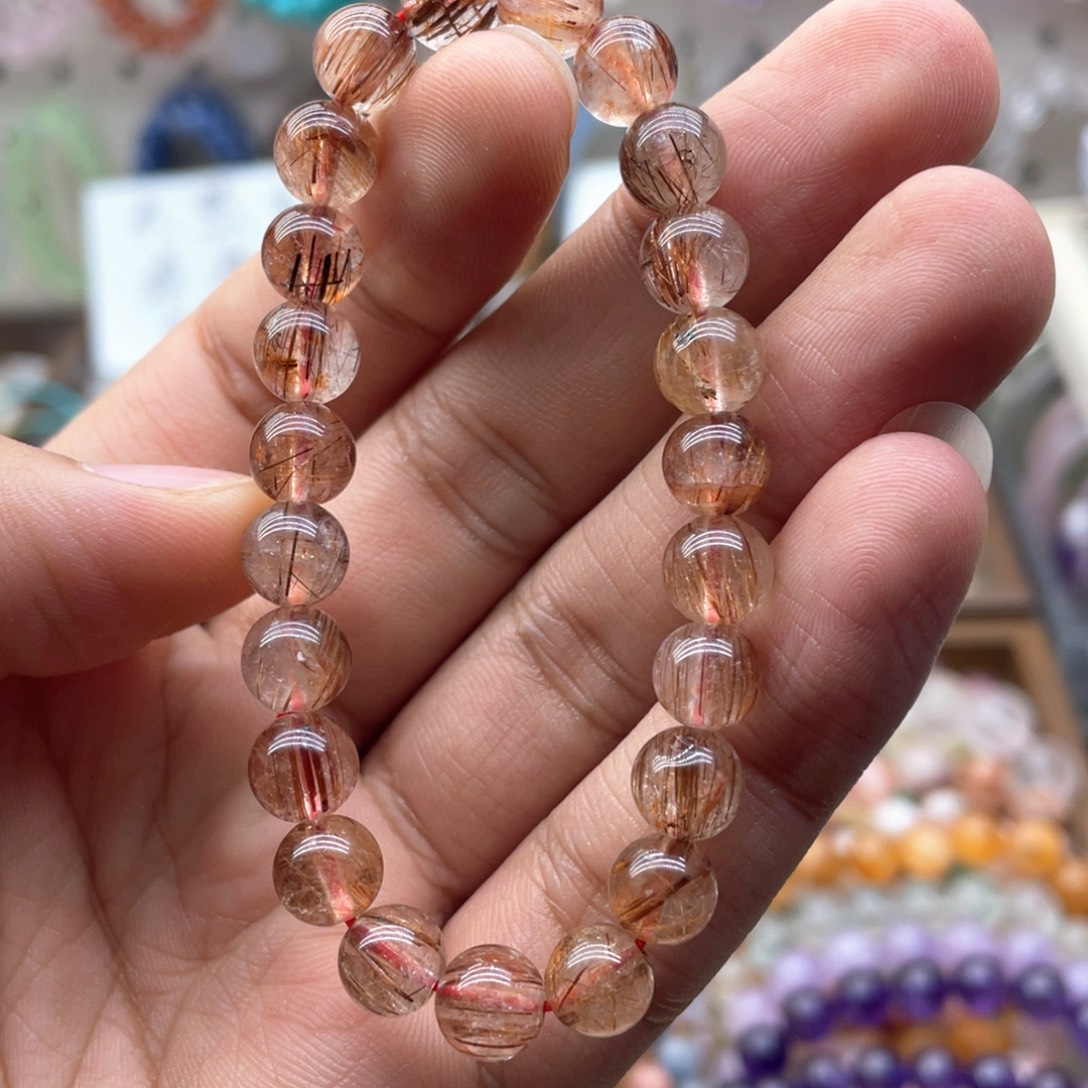 未镶嵌手链水晶8.2咪红铜发