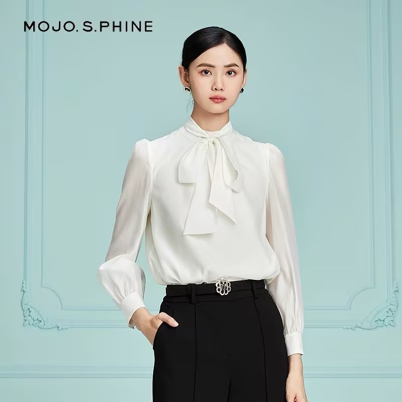 轻奢长袖白色百搭法式女士衬衫MJED19WBL158W31/zb