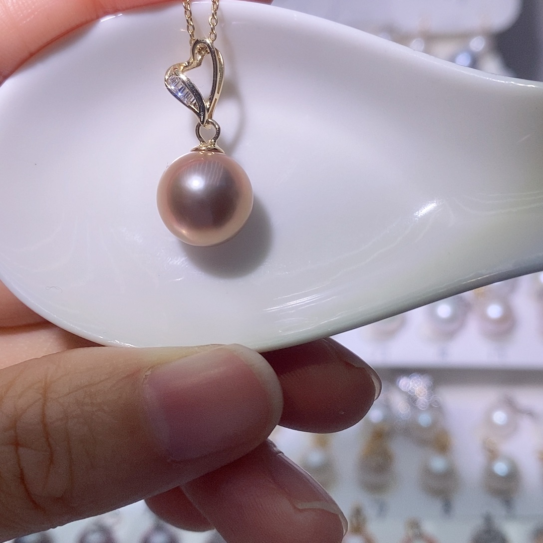 淡水珍珠吊坠(赠链)银S925镶嵌尺寸11/12毫米