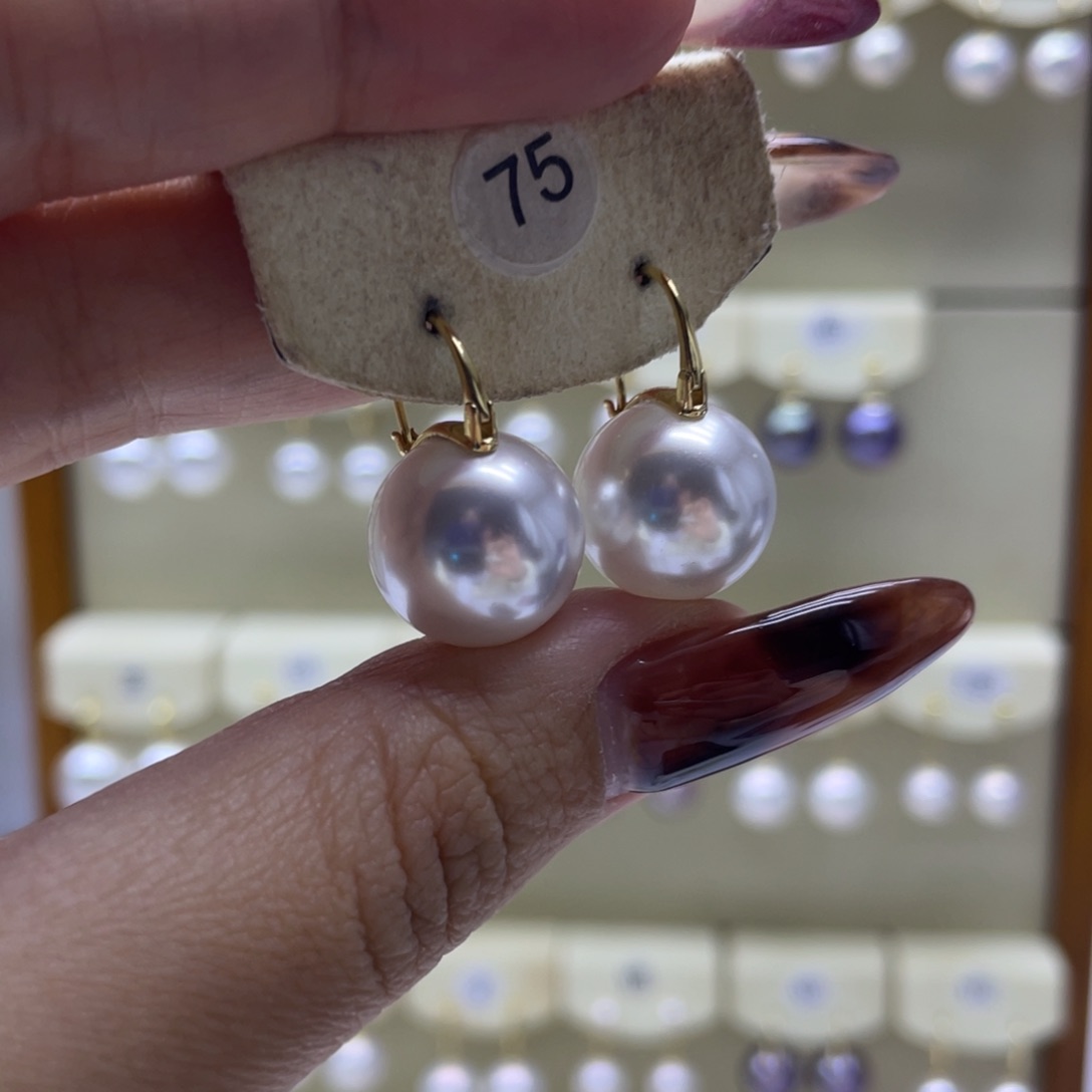 淡水珍珠耳饰18K金镶嵌