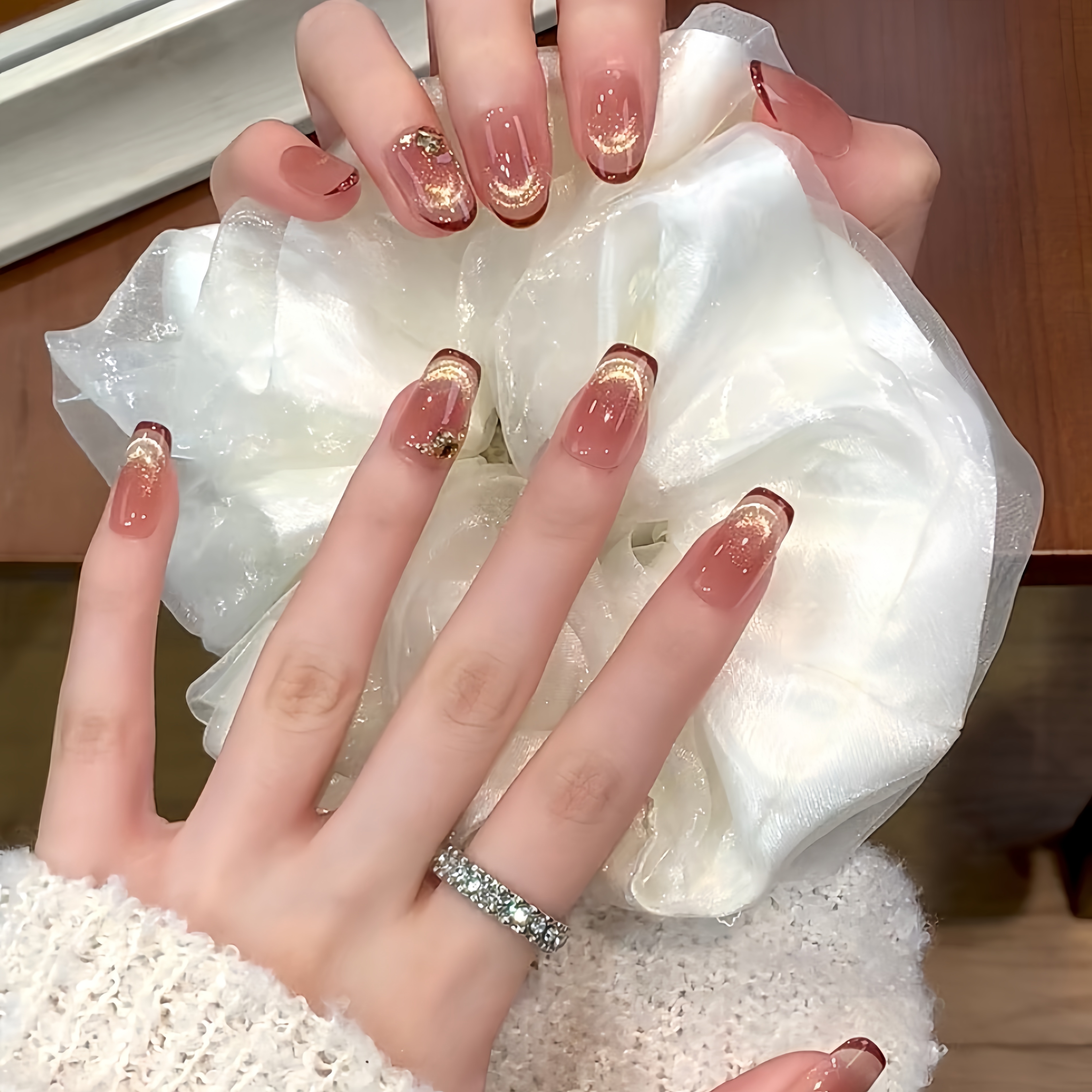 【红袖添香】秋冬高级晕染贵气千金氛围感纯手工穿戴甲