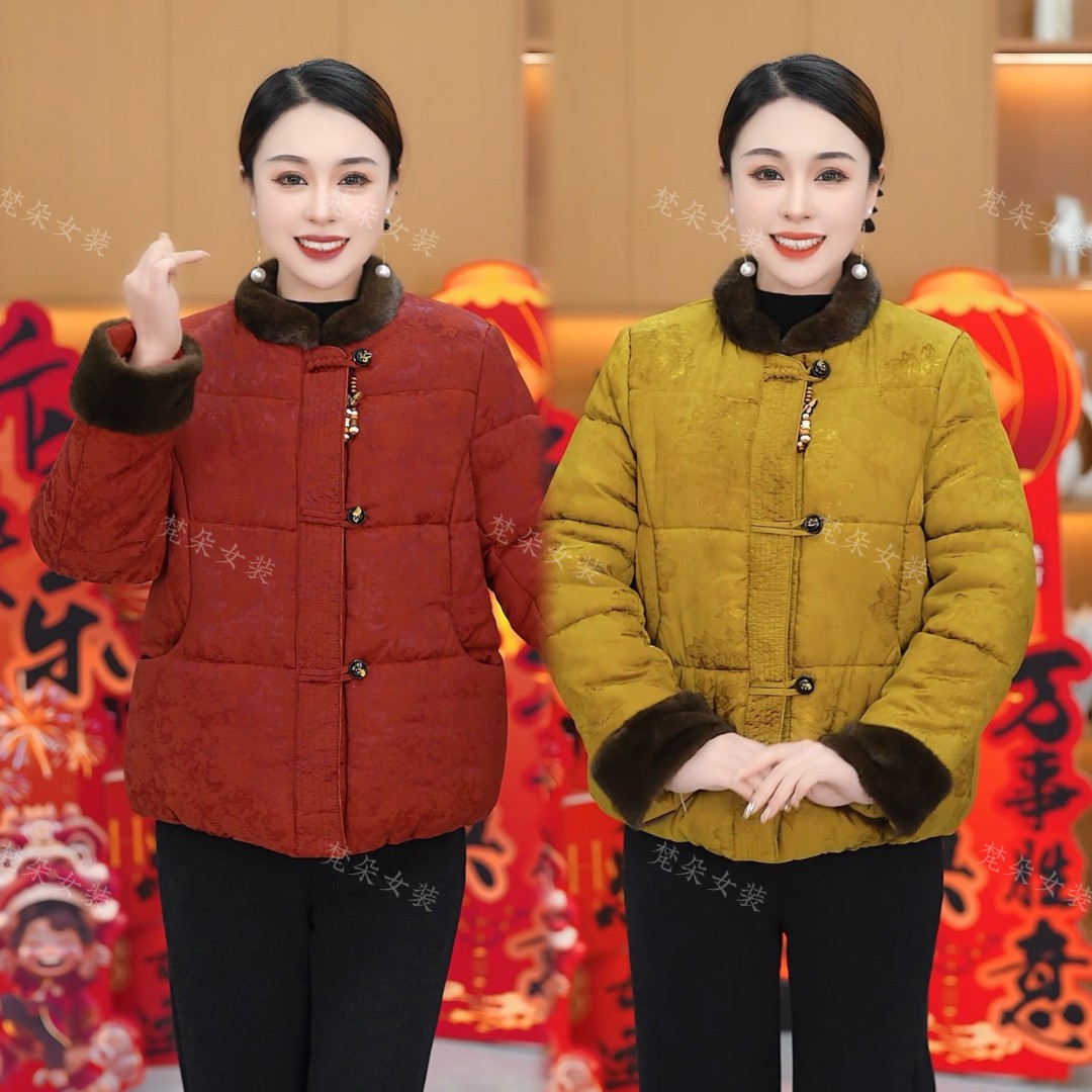 升级款冬装新中式棉服外套中老年国风女宽松冬季百搭加厚保暖棉衣