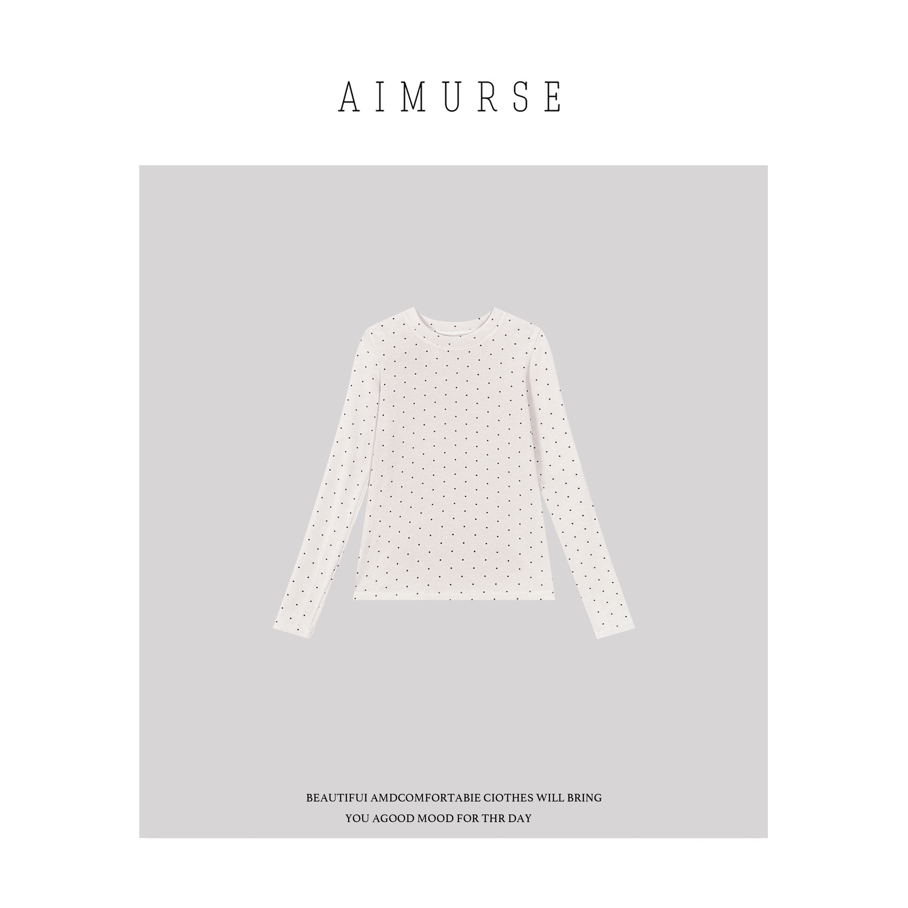 AIMURSE【波点打底】小众设计师 冬季保暖波点百搭休闲T恤 AM70256