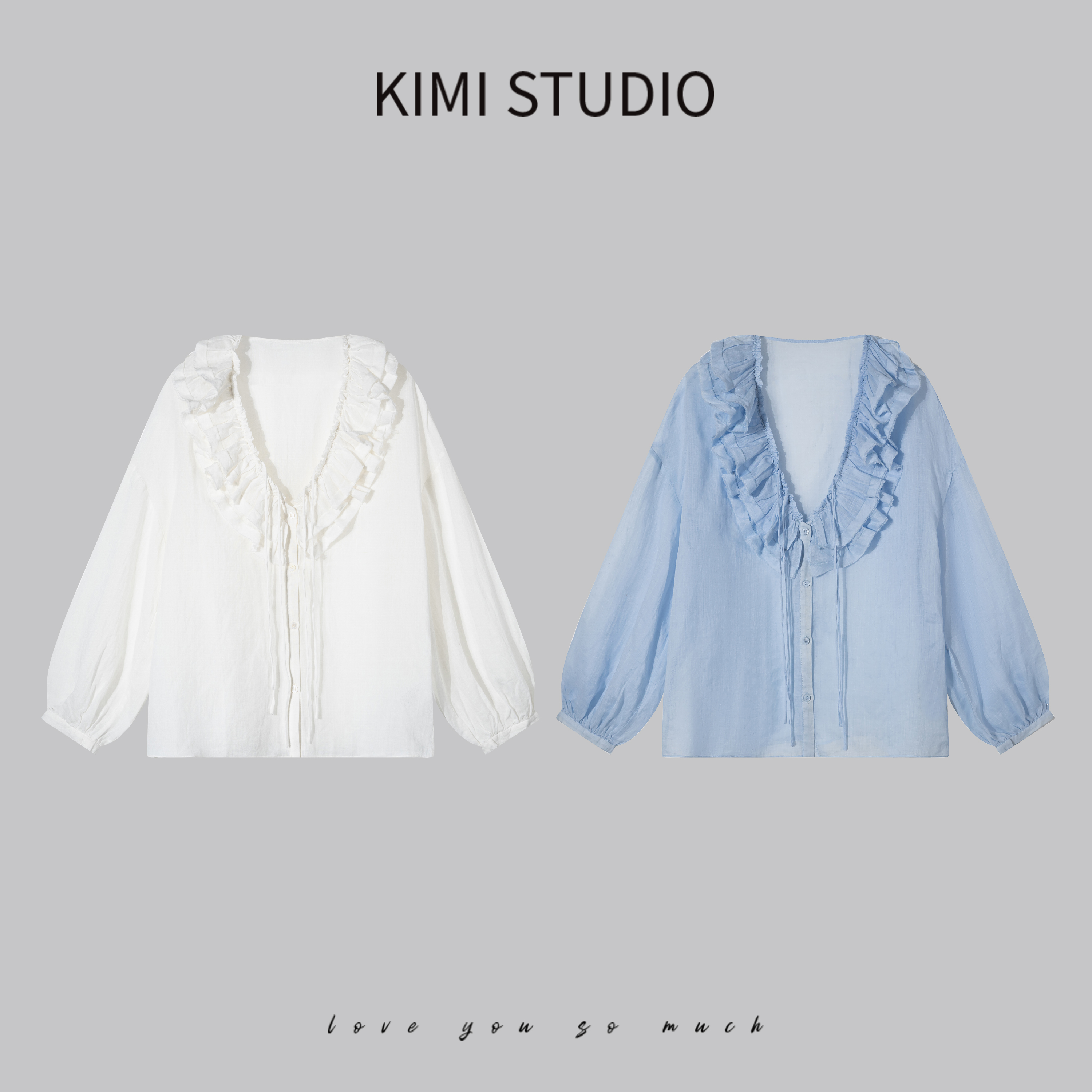 夏季薄款设计感时尚小衫小众100%苎麻重工荷叶边V领衬衫 SS251250