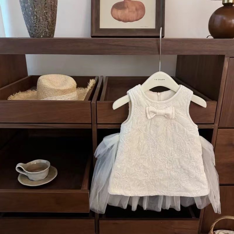 【渃莹童装】法式！女宝宝甜美生日礼服秋冬气质网纱拼接公主裙