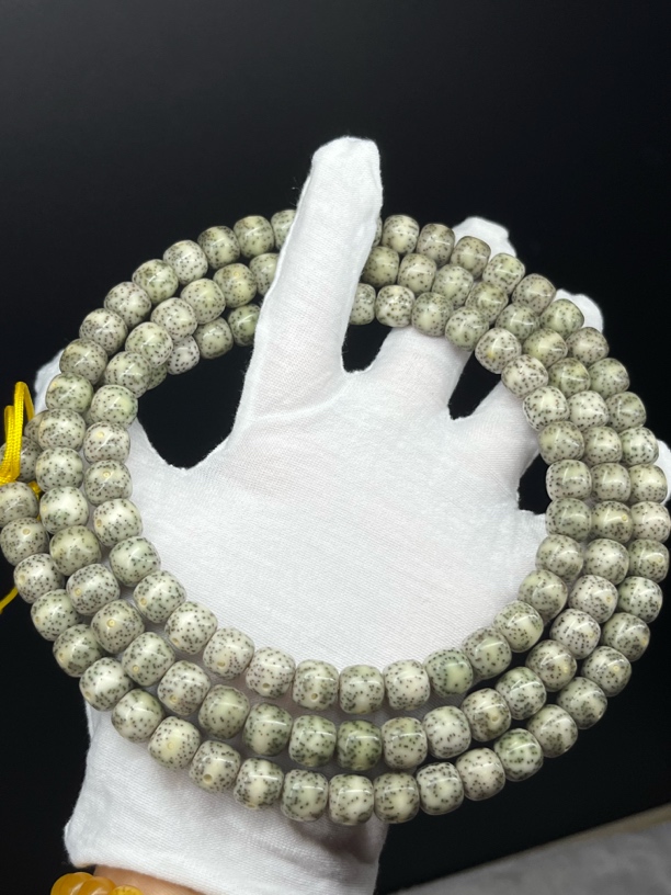 石玉料青花月朗星稀10x9桶珠，原生态星月菩提，一物一图