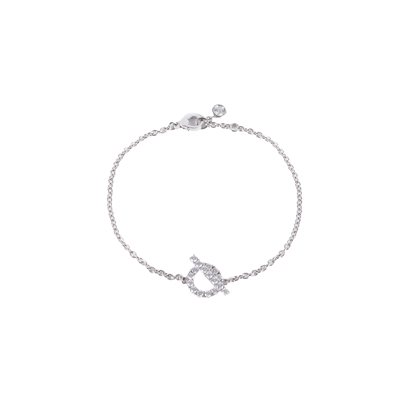 99新 Hermes/爱马仕 小花6珊 小Q 手链 满钻 18K白金 ST码