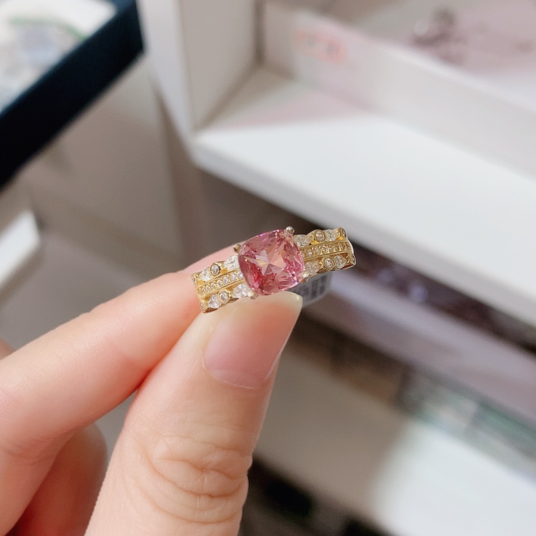 碧玺戒指银S925镶嵌戒指超美