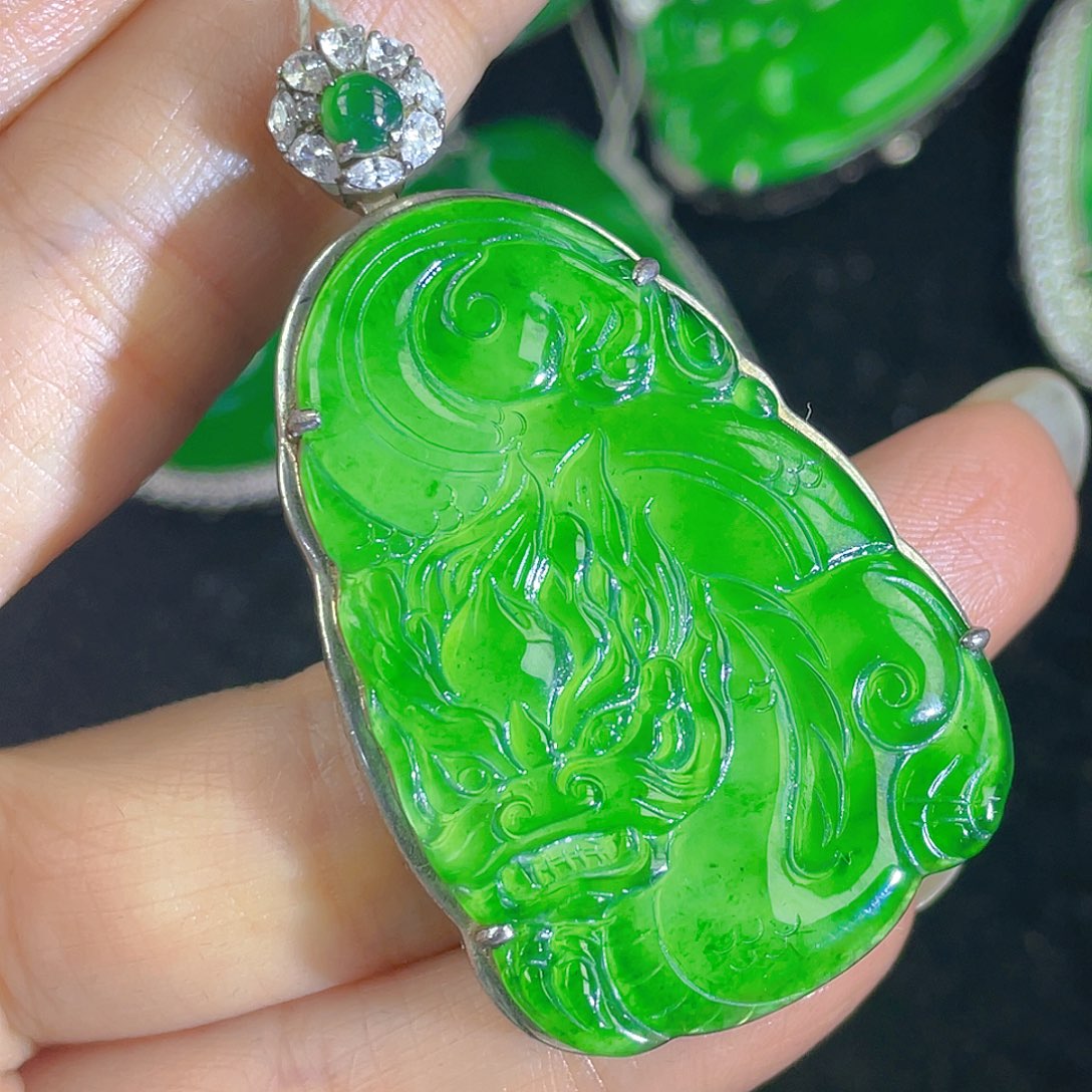 翡翠吊坠(不含链)银S925镶嵌