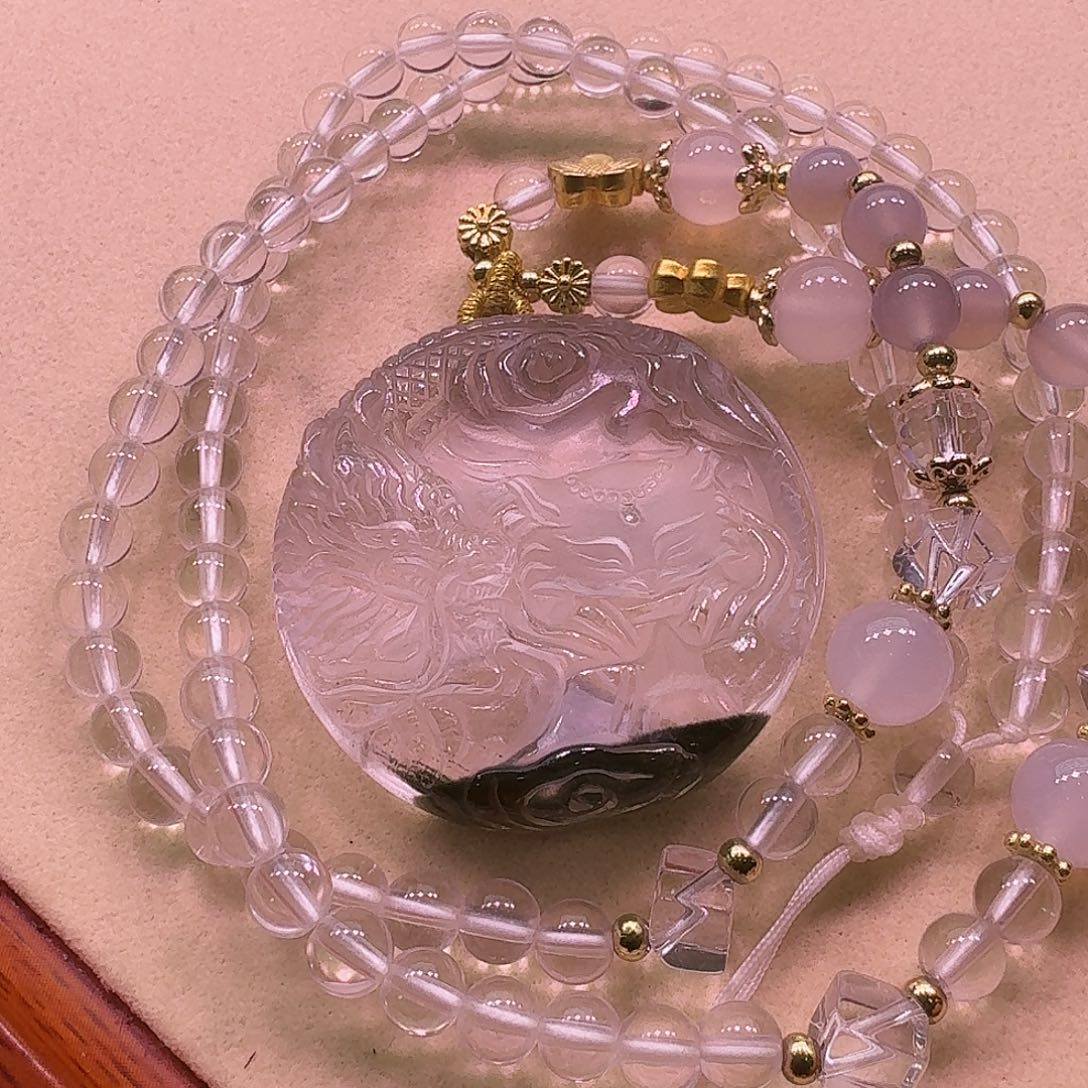 水晶颈饰未镶嵌天然水晶狐狐吊坠