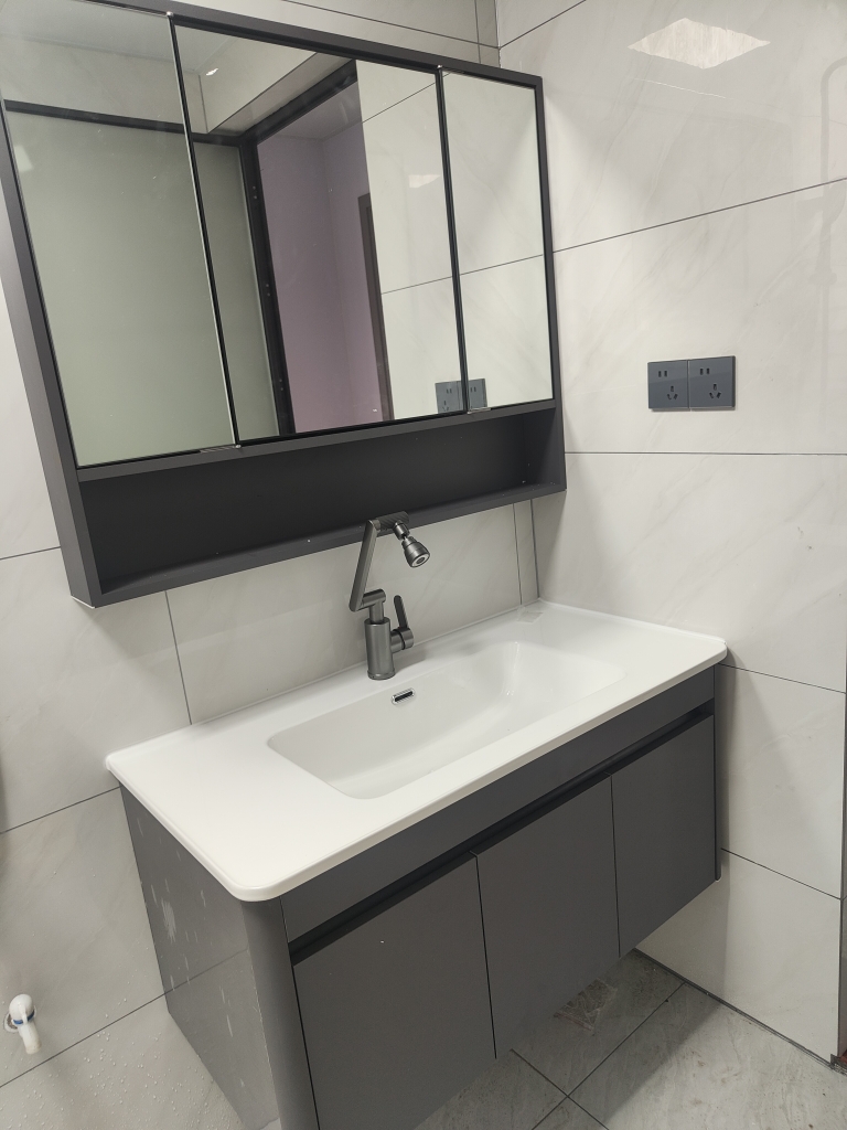 全铝合金一米风水镜+柜子+圆弧盆包邮包安装组合卫生间意式极简