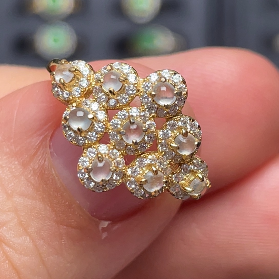 翡翠银S925镶嵌戒指纯天然缅甸翡翠A货