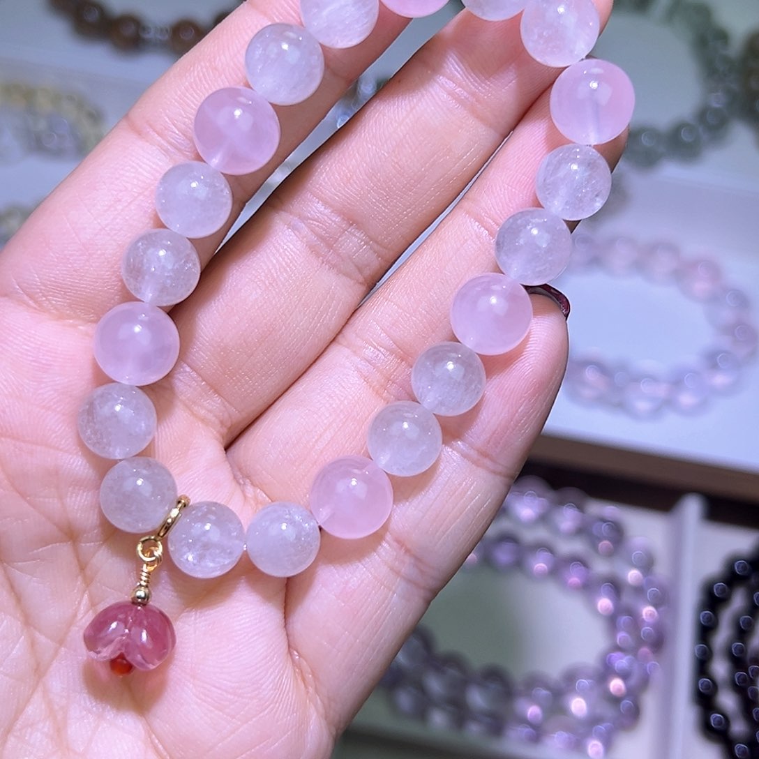 水晶手链合金粉水+兔毛