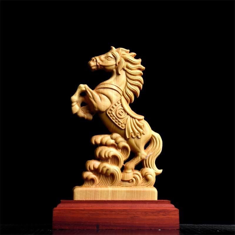 实木雕刻八骏马工艺品家居办公装饰摆件