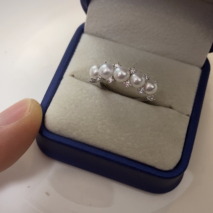 淡水珍珠银S925镶嵌戒指