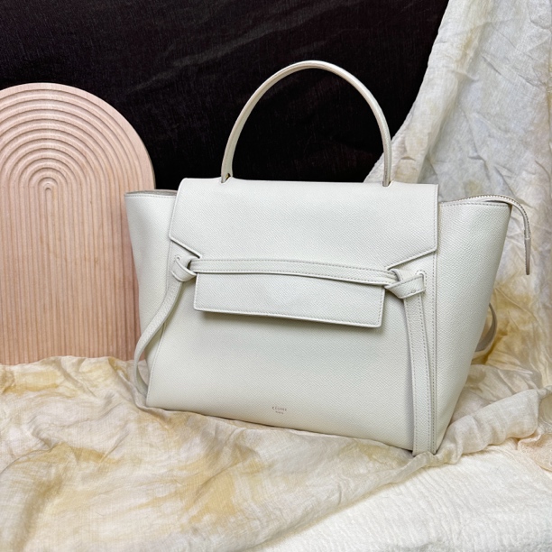95新 Celine/思琳 白色鲶鱼手提单肩包