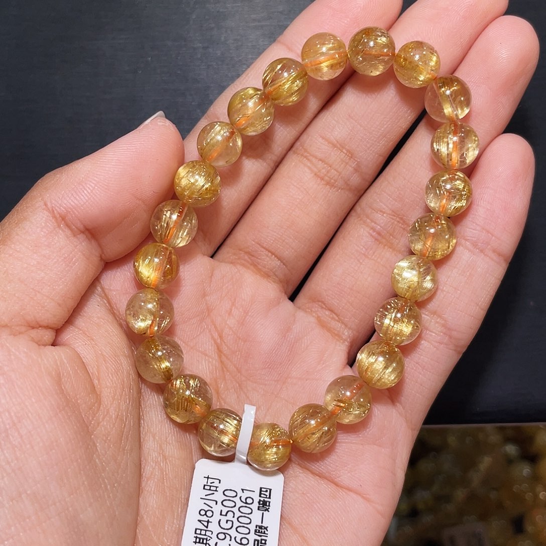 偶***神水晶未镶嵌手链顺发钛晶8mm