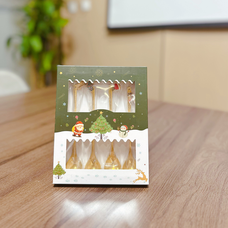 凯凯优选 食品级加厚不锈钢茶勺4支 圣诞礼盒装