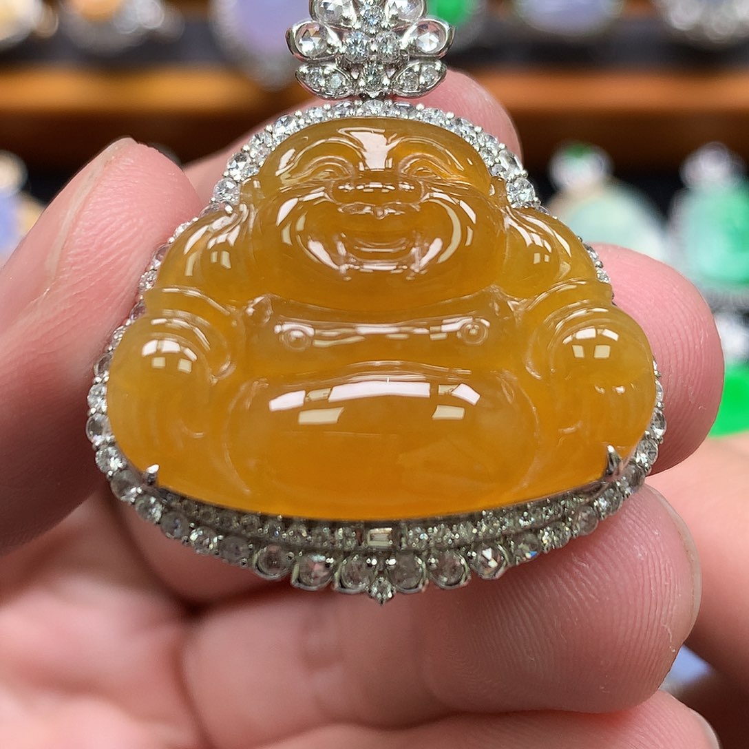 颈饰18K金镶嵌翡翠翡翠