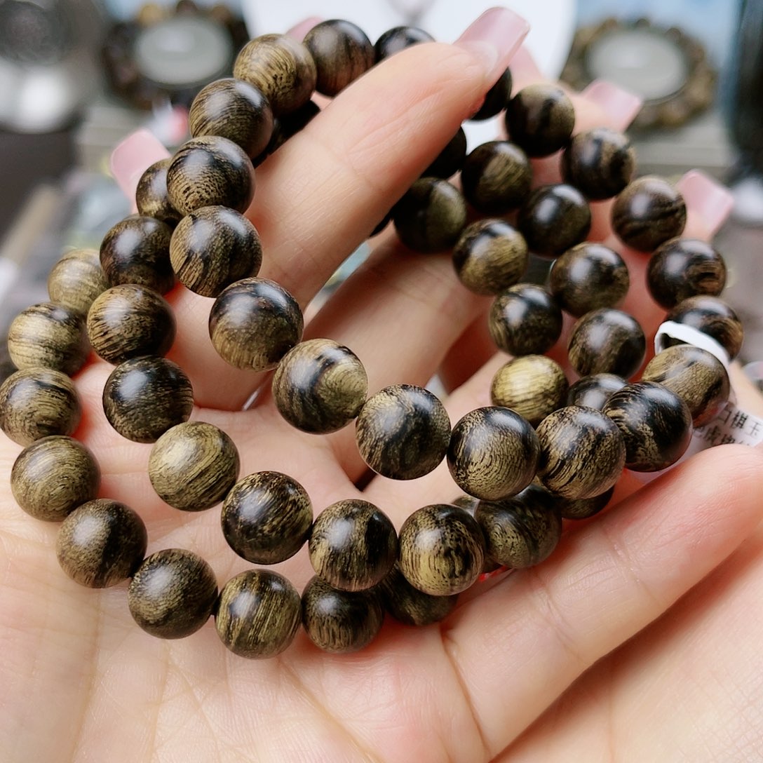 沉香手串好**伴越南芽庄老白棋玉化老料满樱子瘤疤虎斑纹