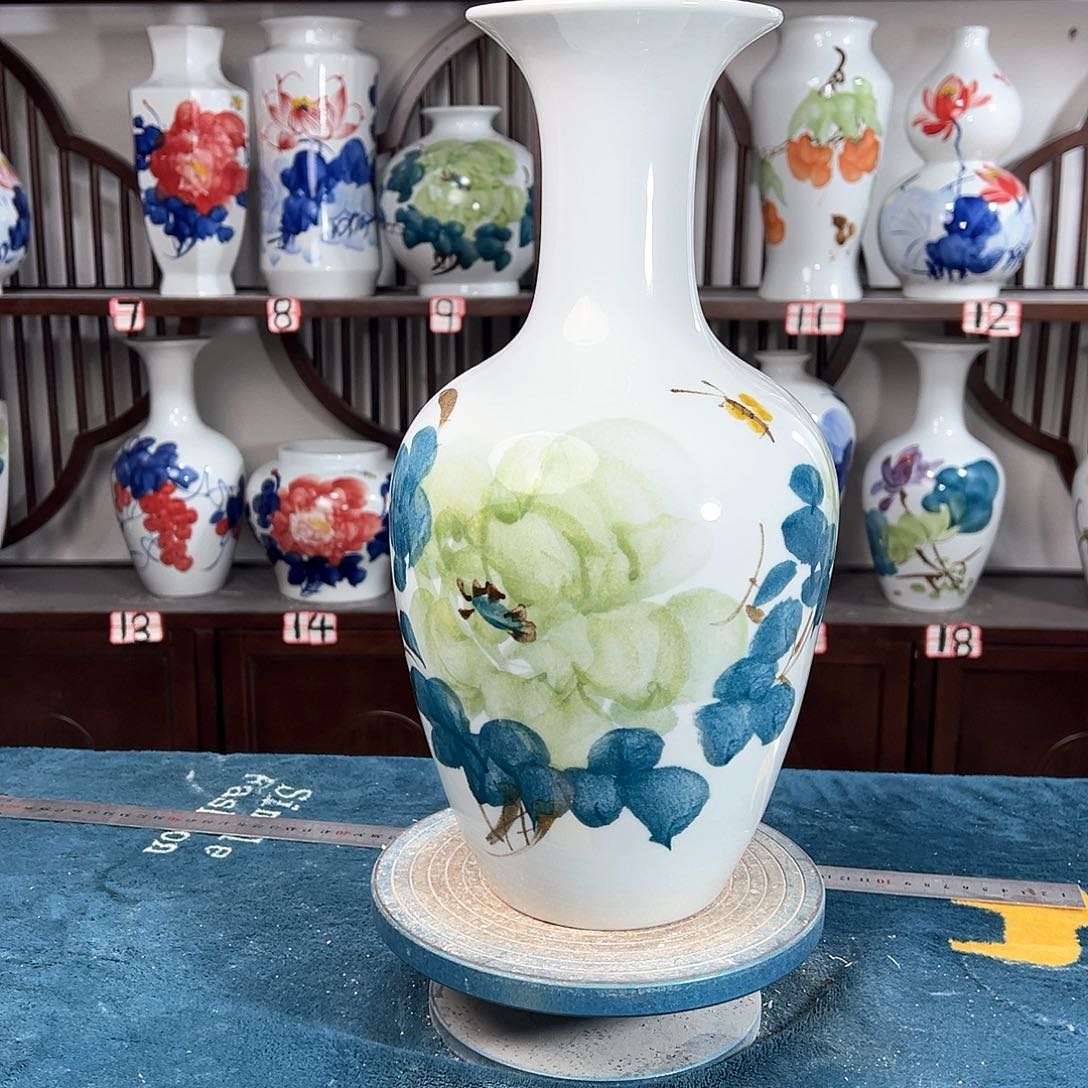 摆件景德镇陶瓷棒绿牡